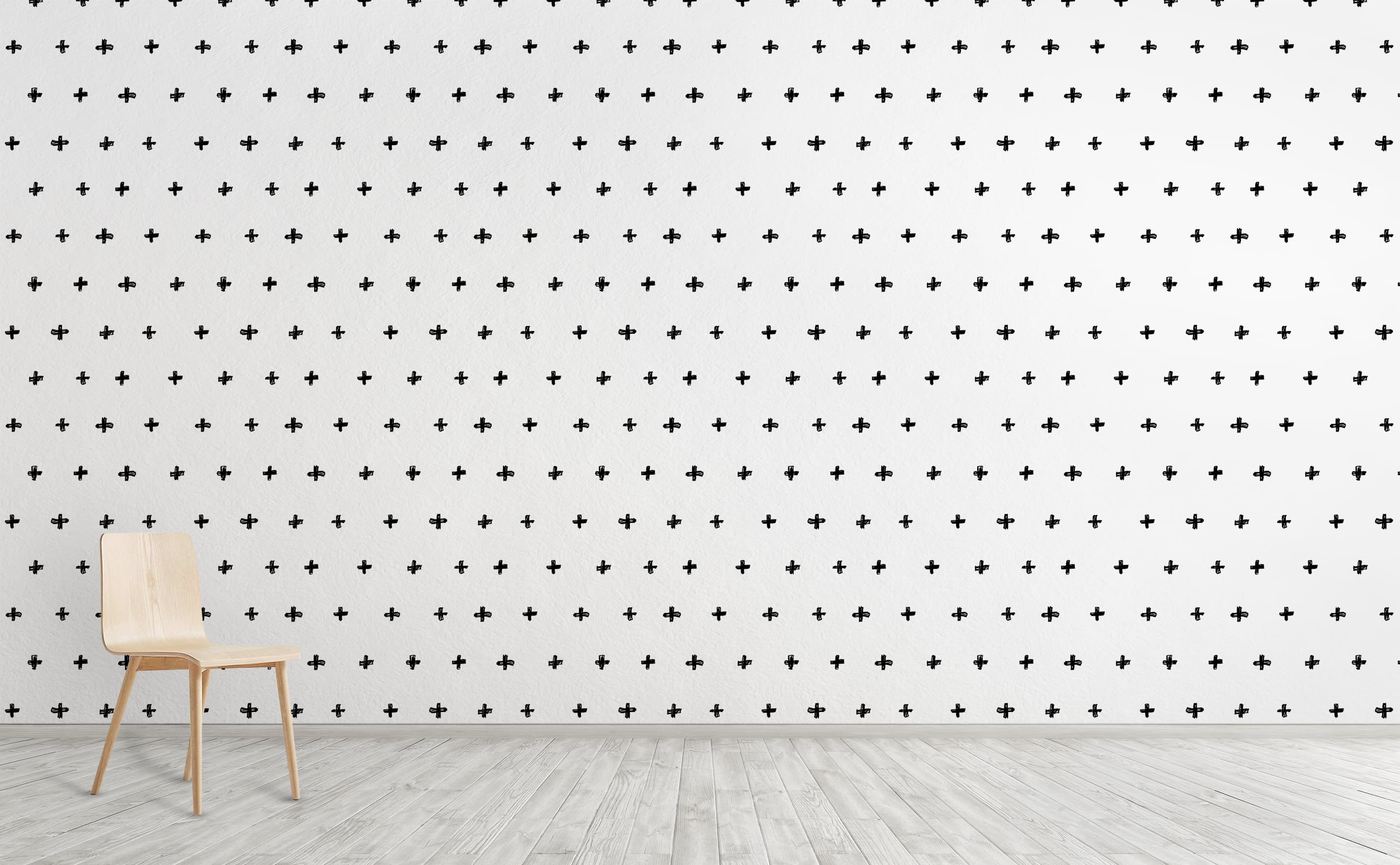 2880x1780 Rows of Black & White Plus Signs Wallpaper for Walls. Inked Swiss Cross