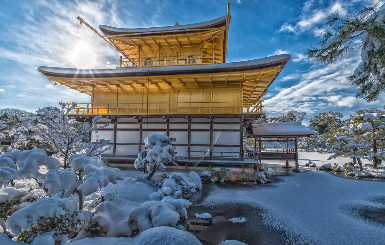 1332x850 Wallpaper winter, the sky, snow, trees, nature, house, Japan, Japan, house, nature, winter, snow image for desktop, section город