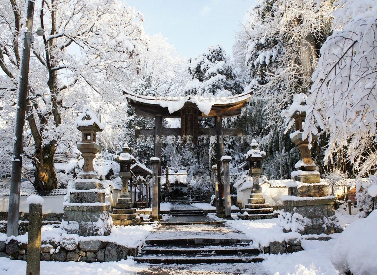 1280x933 winter japan torii temple japanese snow
