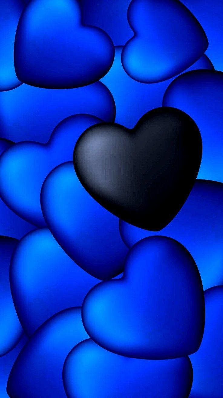 737x1311 Black and Blue Heart Wallpaper, HD Black and Blue Heart Background
