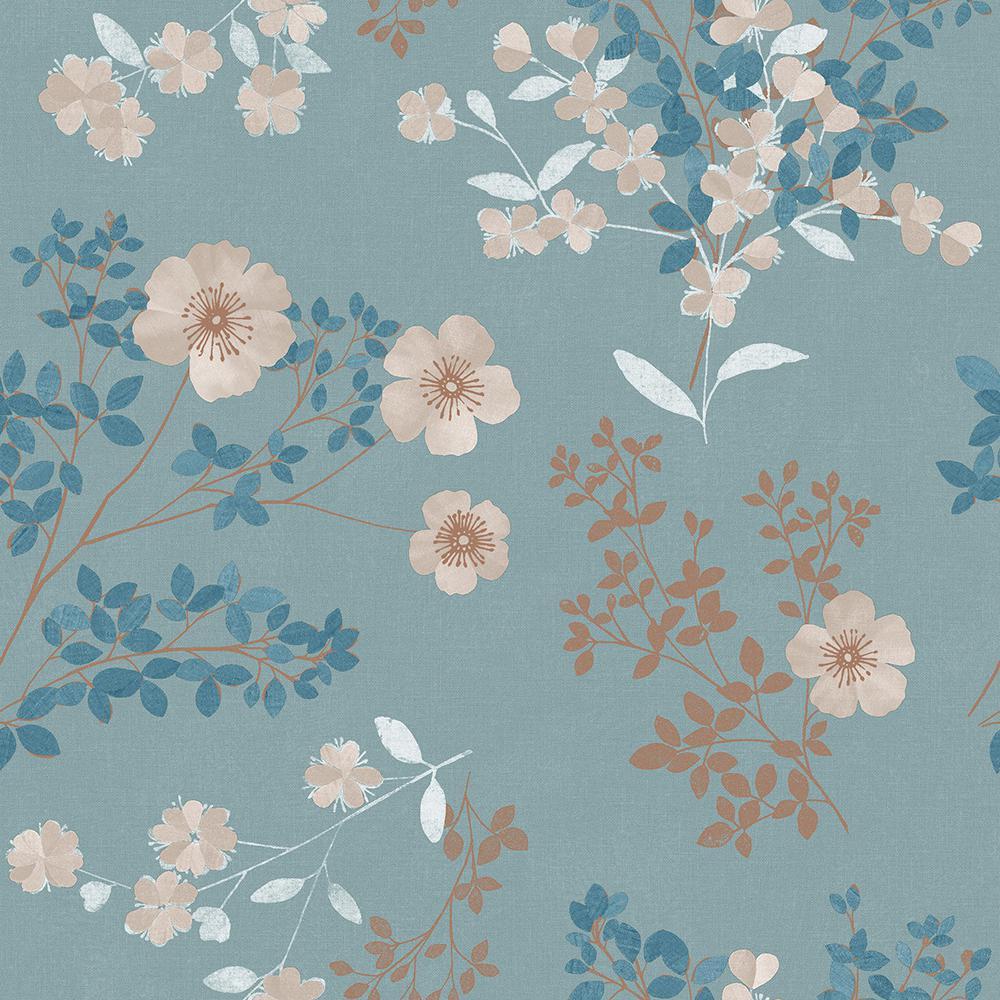 1000x1000 Wall Vision Prairie Rose Teal Floral Teal Wallpaper Sample 2827 7232SAM Home Depot. Floral Wallpaper, Rose Wallpaper, Blue Wallpaper
