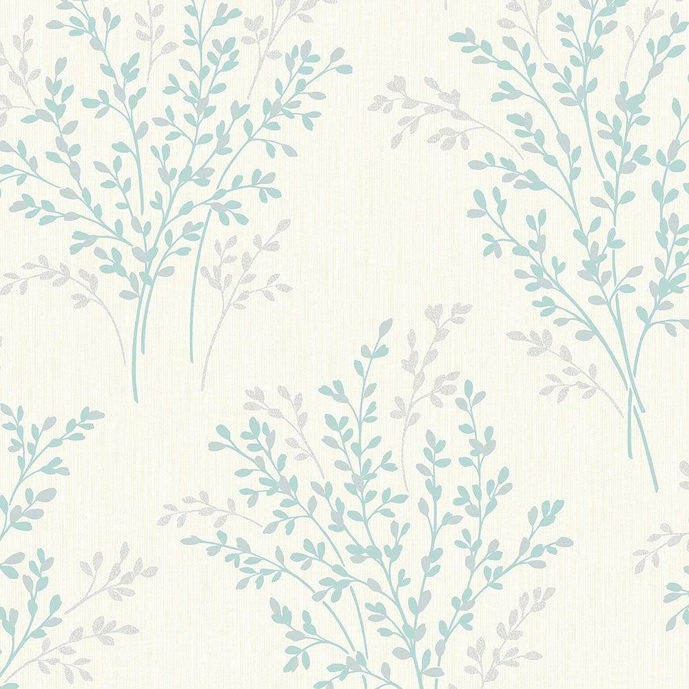 1000x1000 Fine Decor Summer Blossom Textured Glitter Wallpaper Cream, Teal (FD40891) from I Love Wallpaper UK