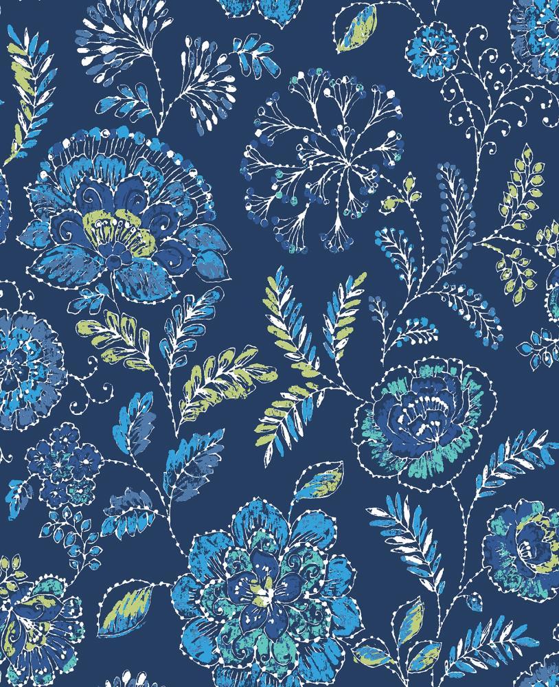 814x1000 Brewster Wallcovering Solstice 56.4 Sq Ft Navy Non Woven Floral Unpasted Wallpaper In The Wallpaper Department At