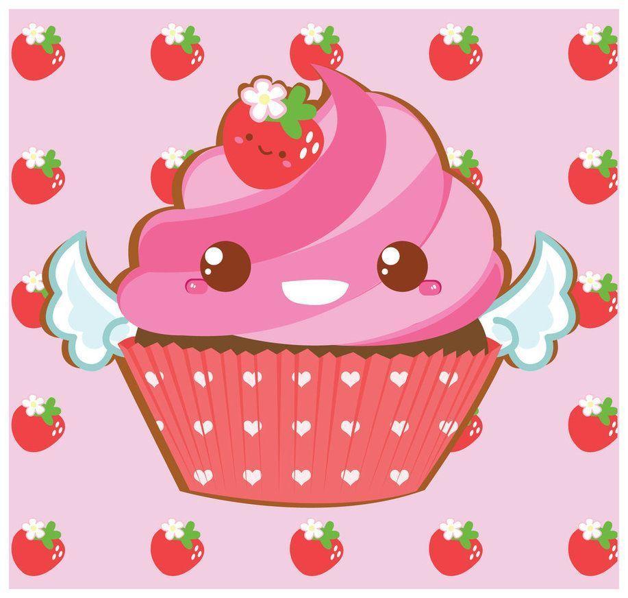917x872 Kawaii Cartoon Cupcake Wallpaper