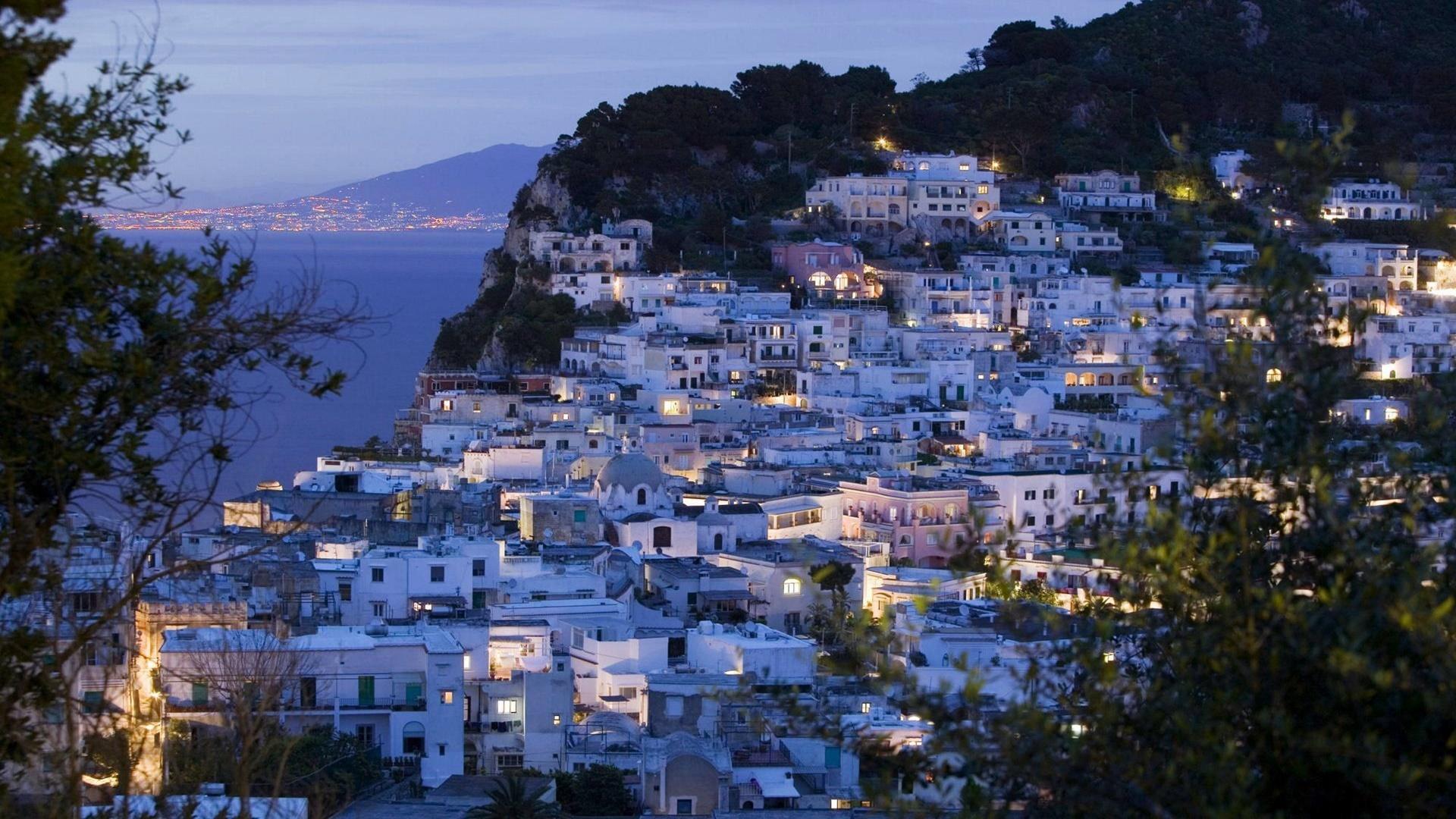 1920x1080 Capri Island Campania Naples Landscape Lights Night Italy Wallpaper:1920x1080