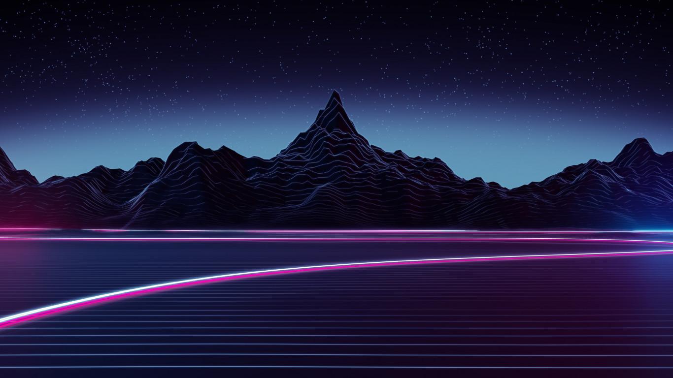 1366x768 Download wallpaper: Digital art: Highway 1366x768