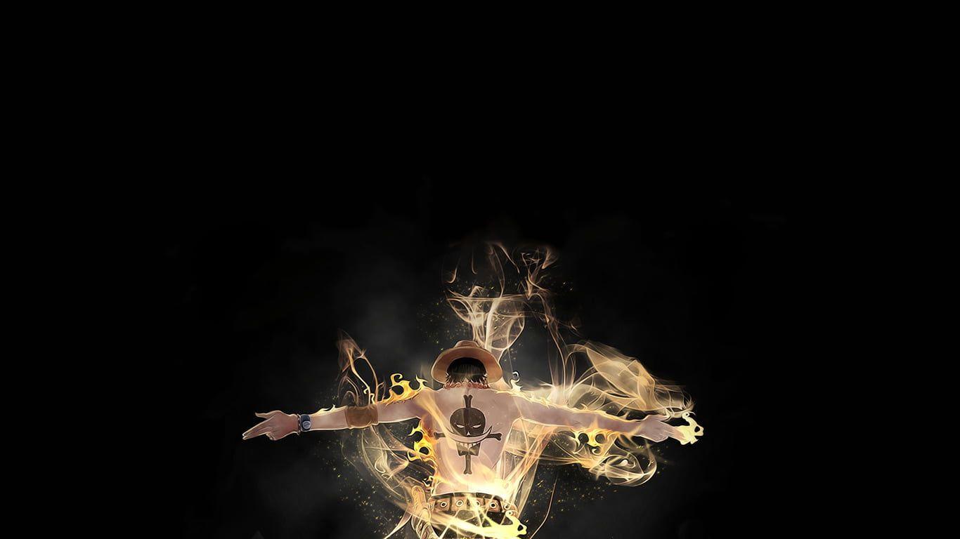 1366x768 One Piece Ace digital wallpaper #Anime One Piece Portgas D. Ace P # wallpaper #hdwallpaper #deskt. Black background wallpaper, Digital wallpaper, One piece ace