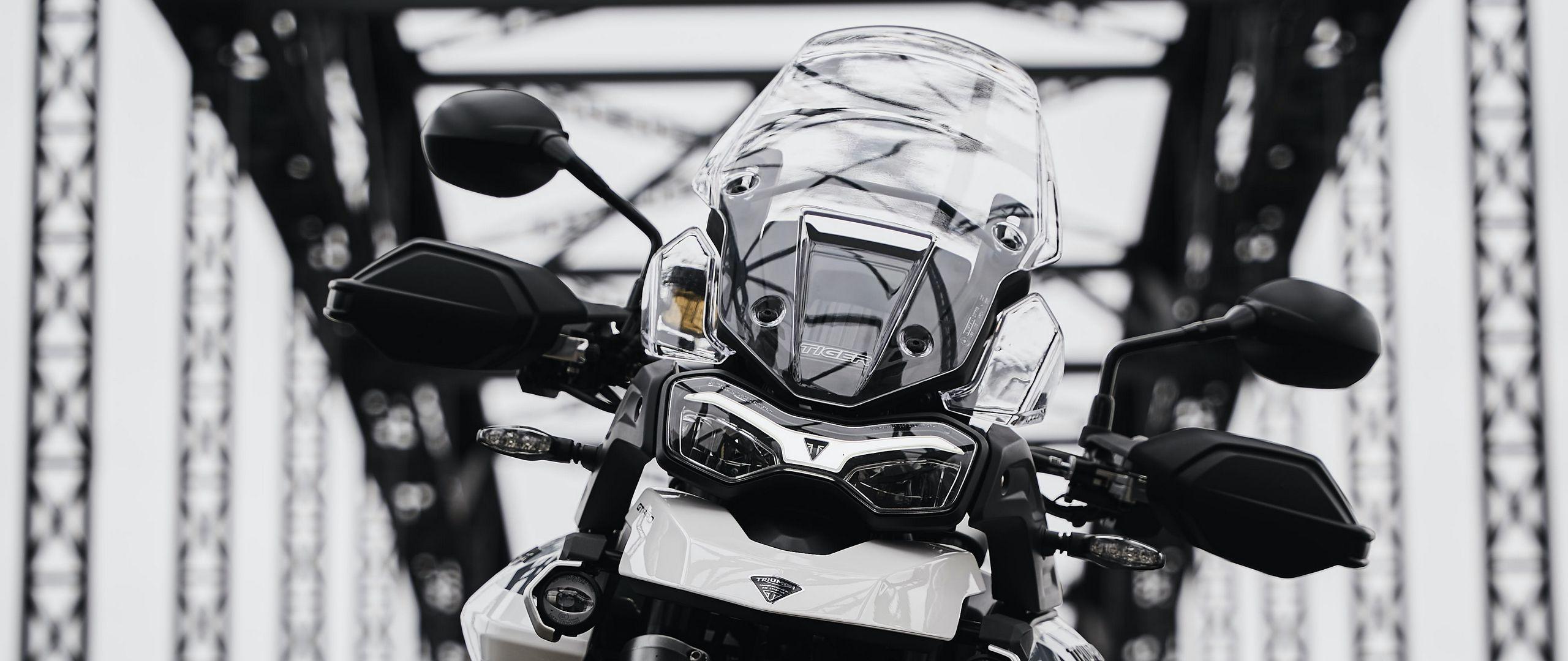 2560x1080 Download wallpaper 2560x1080 triumph tiger triumph, motorcycle, bike, front view dual wide 1080p HD background