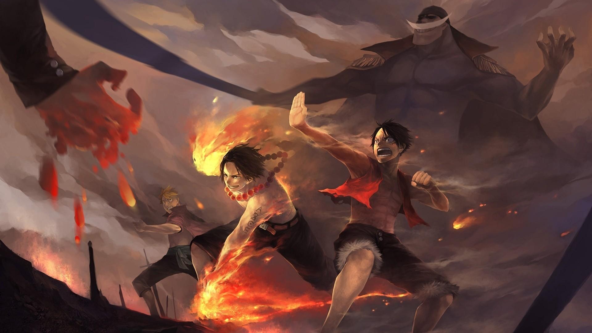 1920x1080 #Portgas D. Ace, #Whitebeard, #One Piece, #Edward Newgate, #Monkey D. Luffy, #Marco, #anime, wallpaper. Mocah HD Wallpaper
