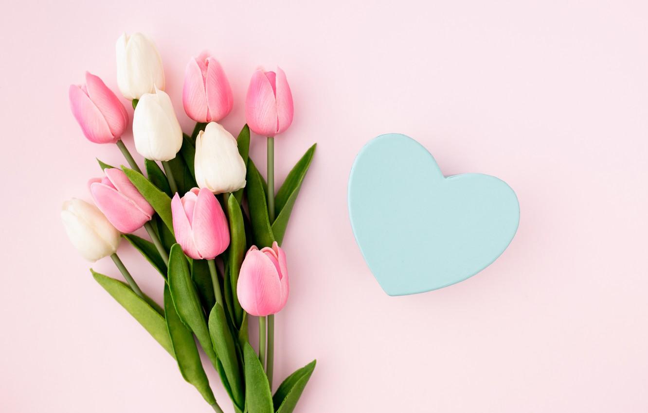 1332x850 Wallpaper background, pink, bouquet, tulips, heart, pink, tulip, bouguet image for desktop, section цветы