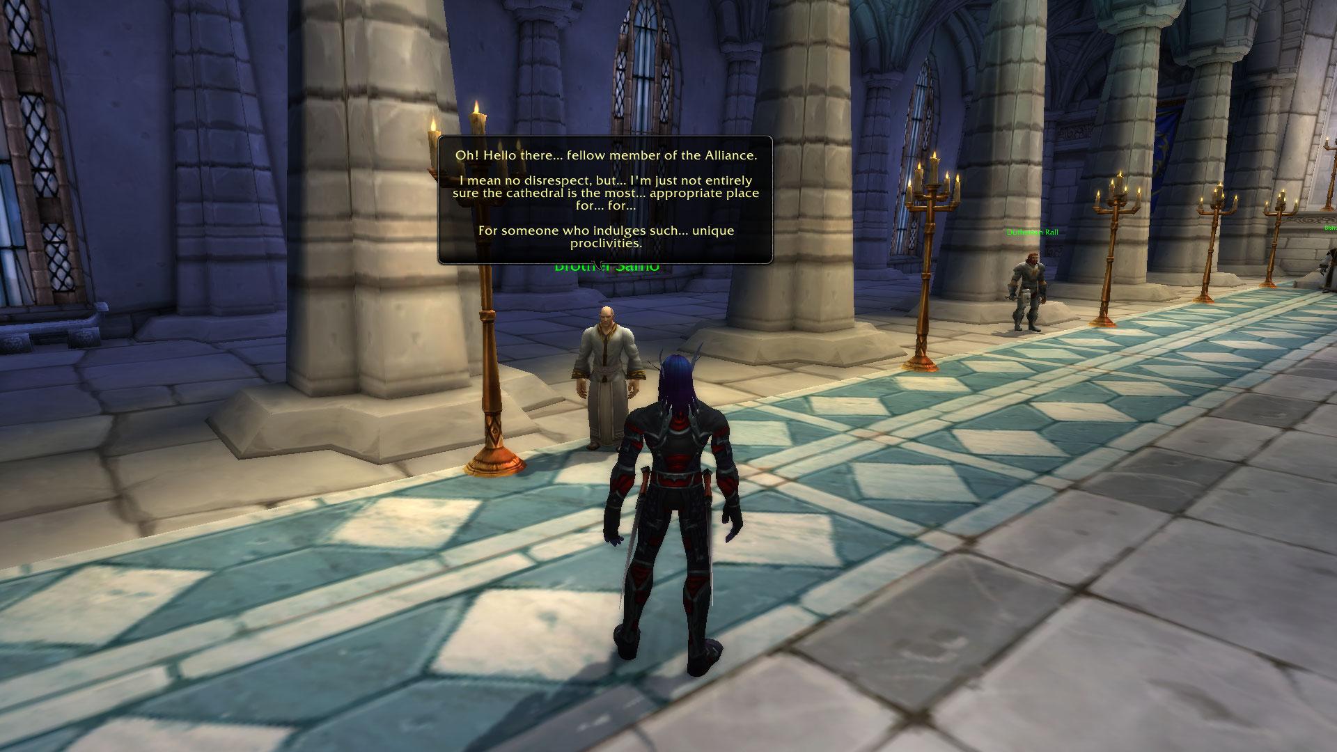 1920x1080 Interesting reaction to my Void Elf entering the Cathedral in Stormwind: wow