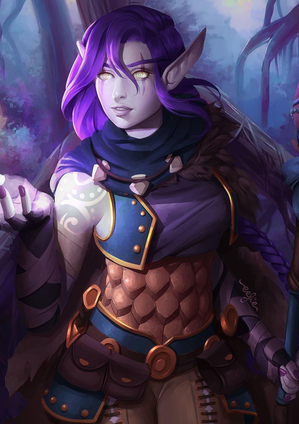 1000x1415 Void Elf girl (WOW blizzard fanart) [Artist: ERDJIE] of Warcraft Clan [anime pics & digital art]