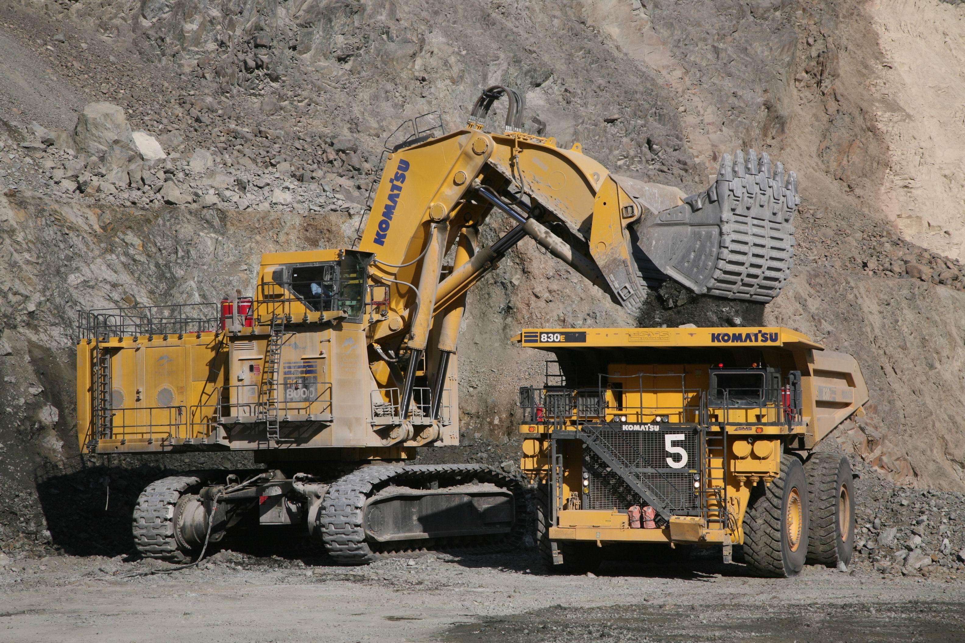 3168x2112 Excavator, Komatsu 830E, Dump Truck, Komatsu PC8000 wallpaper