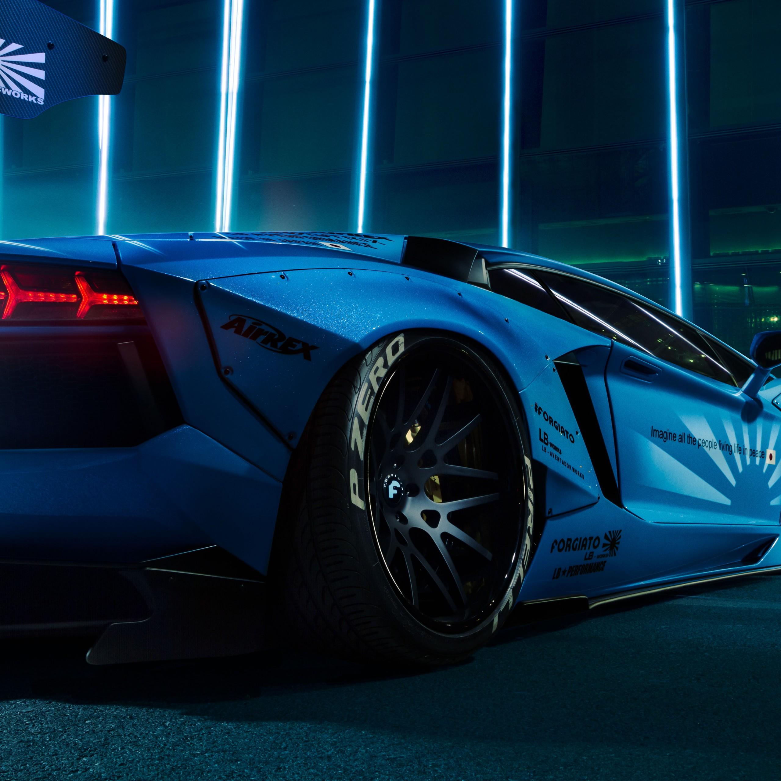 2560x2560 Lamborghini Aventador LB Performance Body Kit Blue. Fabuloussavers Free Wallpaper