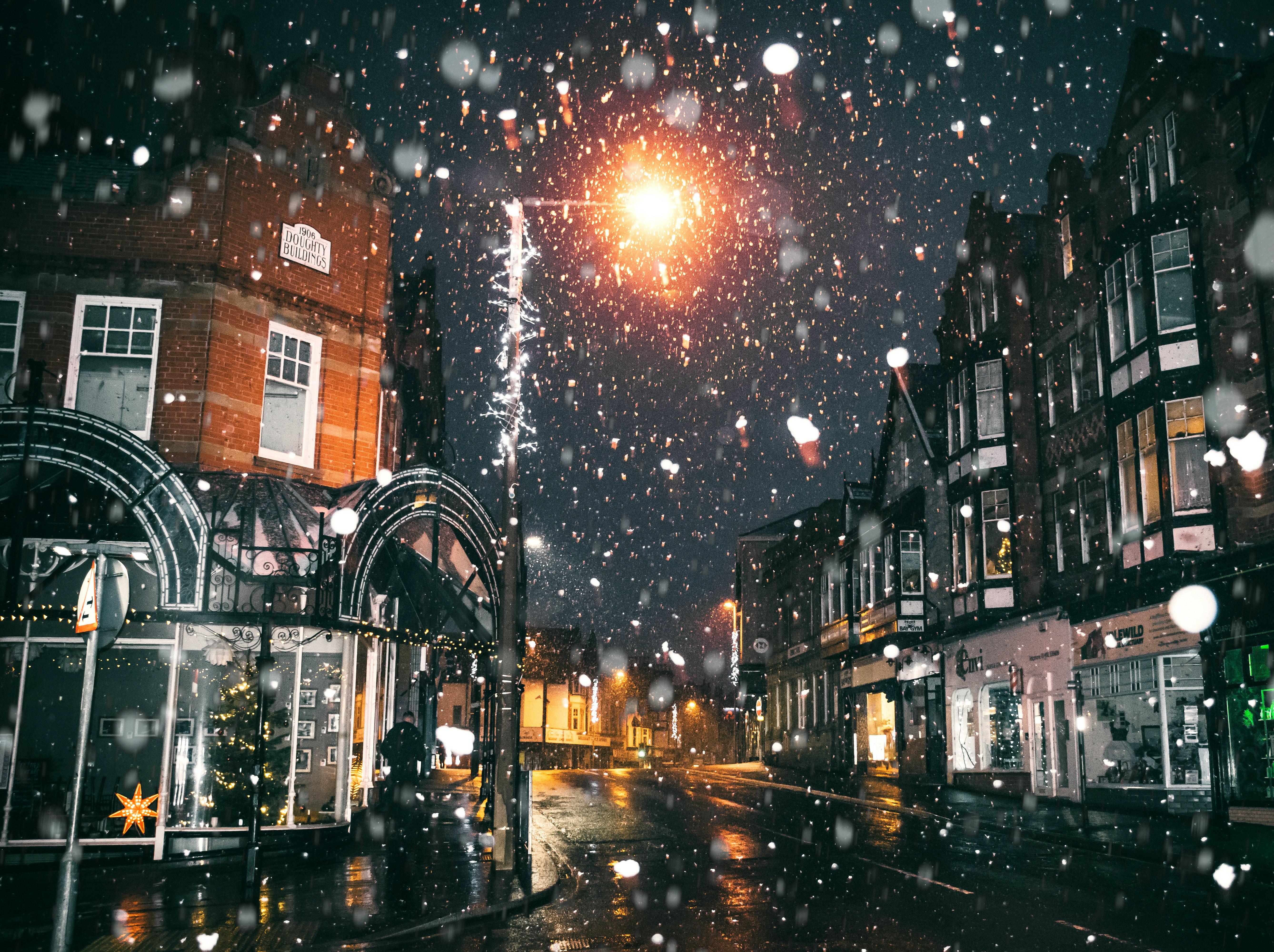5352x4000 Rain of Snow in Town Painting · Free