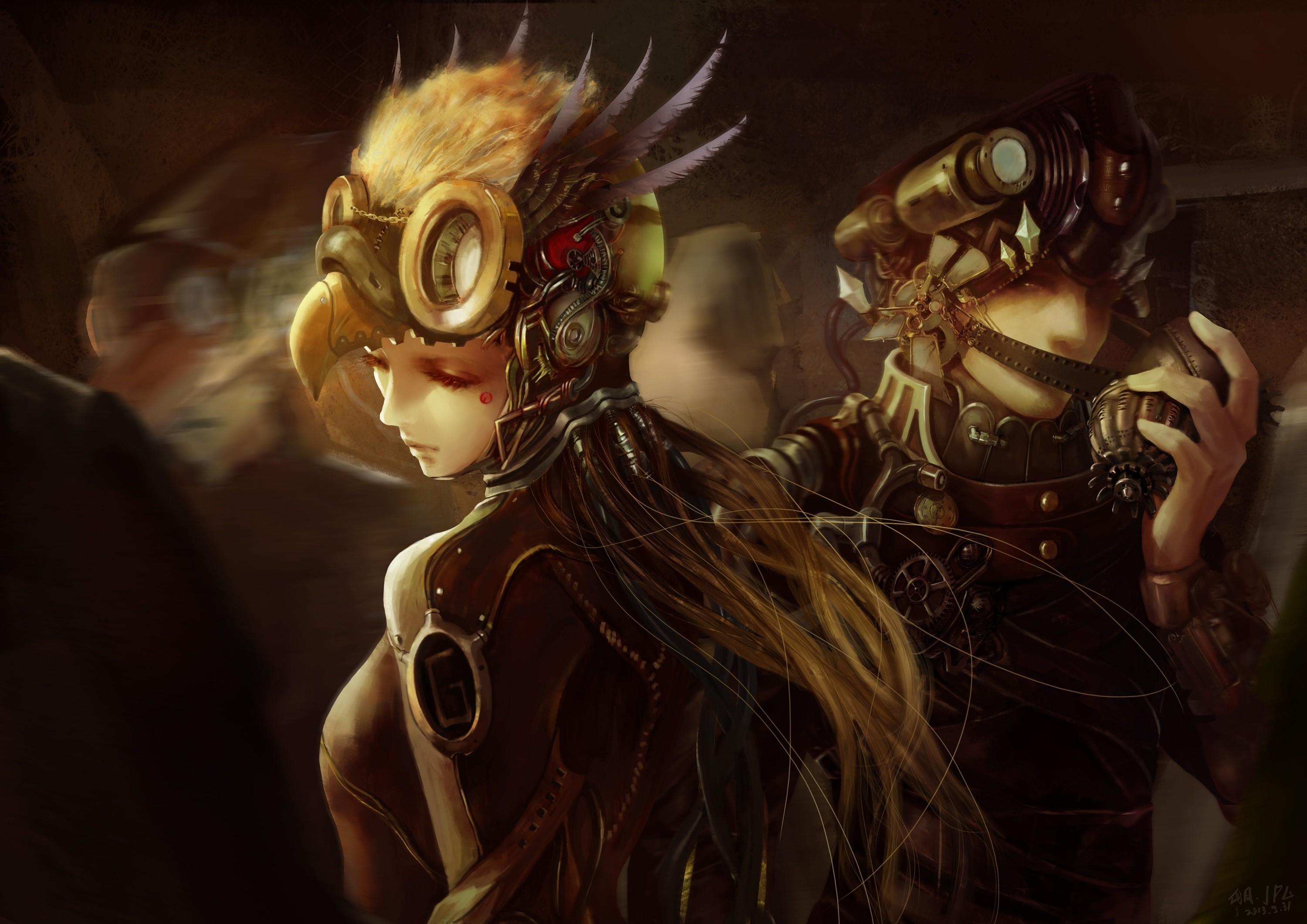3000x2121 #anime, #steampunk, #anime girls, wallpaper. Mocah HD Wallpaper