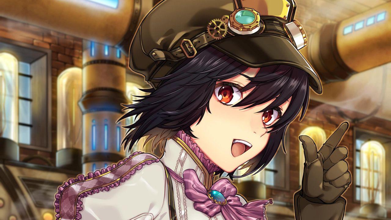 1280x720 Wallpaper girl, smile, gesture, steampunk, anime, art hd, picture, image