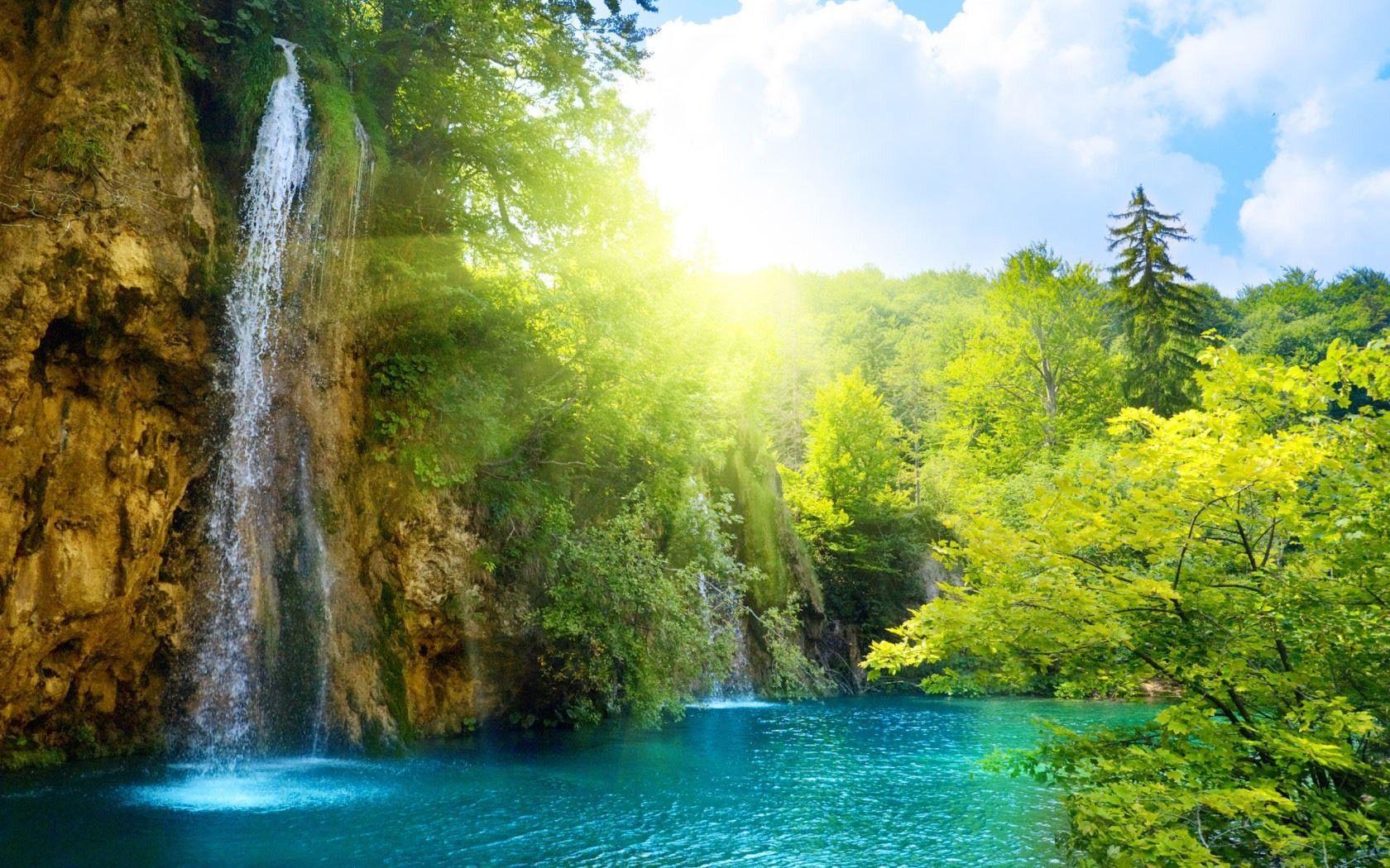 1680x1050 Waterfall Tropical Beach Wallpaper, HD Waterfall Tropical Beach Background