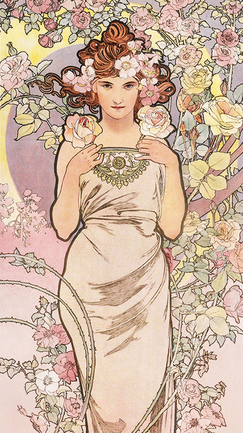 1000x1777 アルフォンス・ミュシャ / 四つの花 バラ×1920 Alfons Mucha