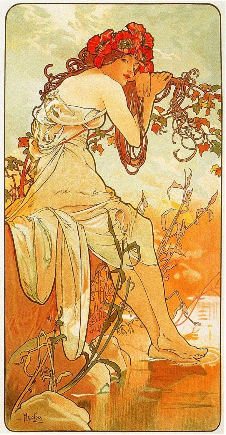 768x1480 Альфонс Муха картины, времена года, зодиак, славянская эпопея. Картины, Иллюстрации, История искусства