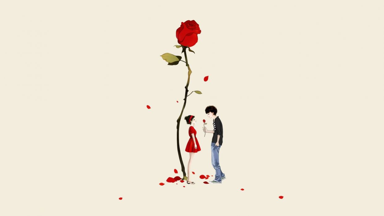 1244x700 Anime Girl With Rose Wallpaper