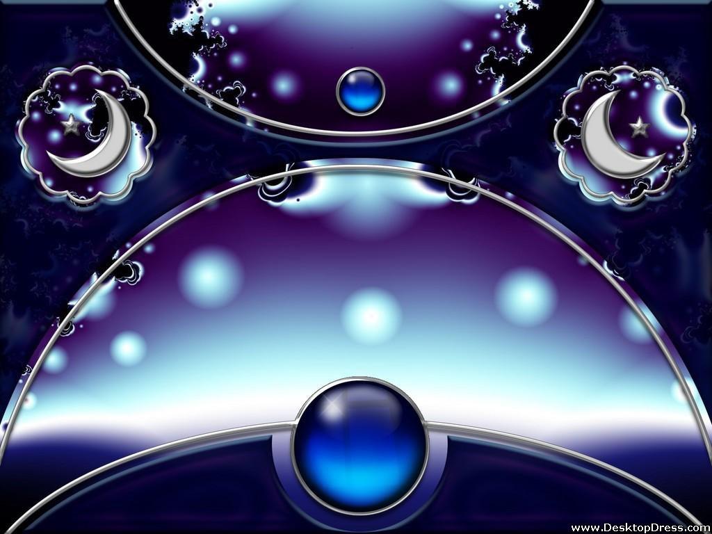 1024x768 Desktop Wallpaper 3D Background Blue Earth and Silver Moon