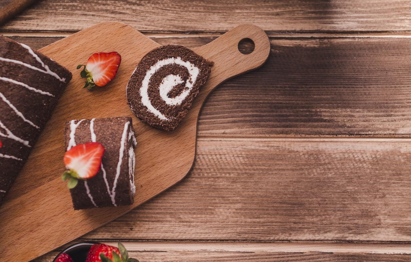 1332x850 Wallpaper chocolate, cream, dessert, wood, sweet, roll, cutting Board image for desktop, section еда