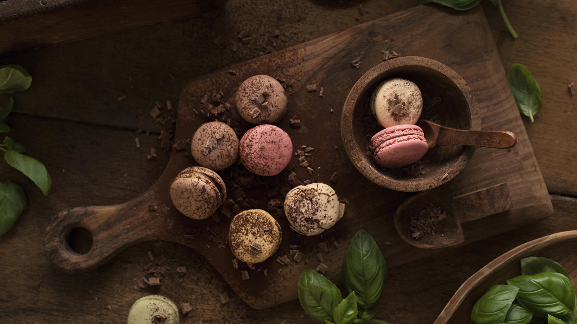 1920x1080 Picture french macarons Chocolate Food Cutting board 1920x1080
