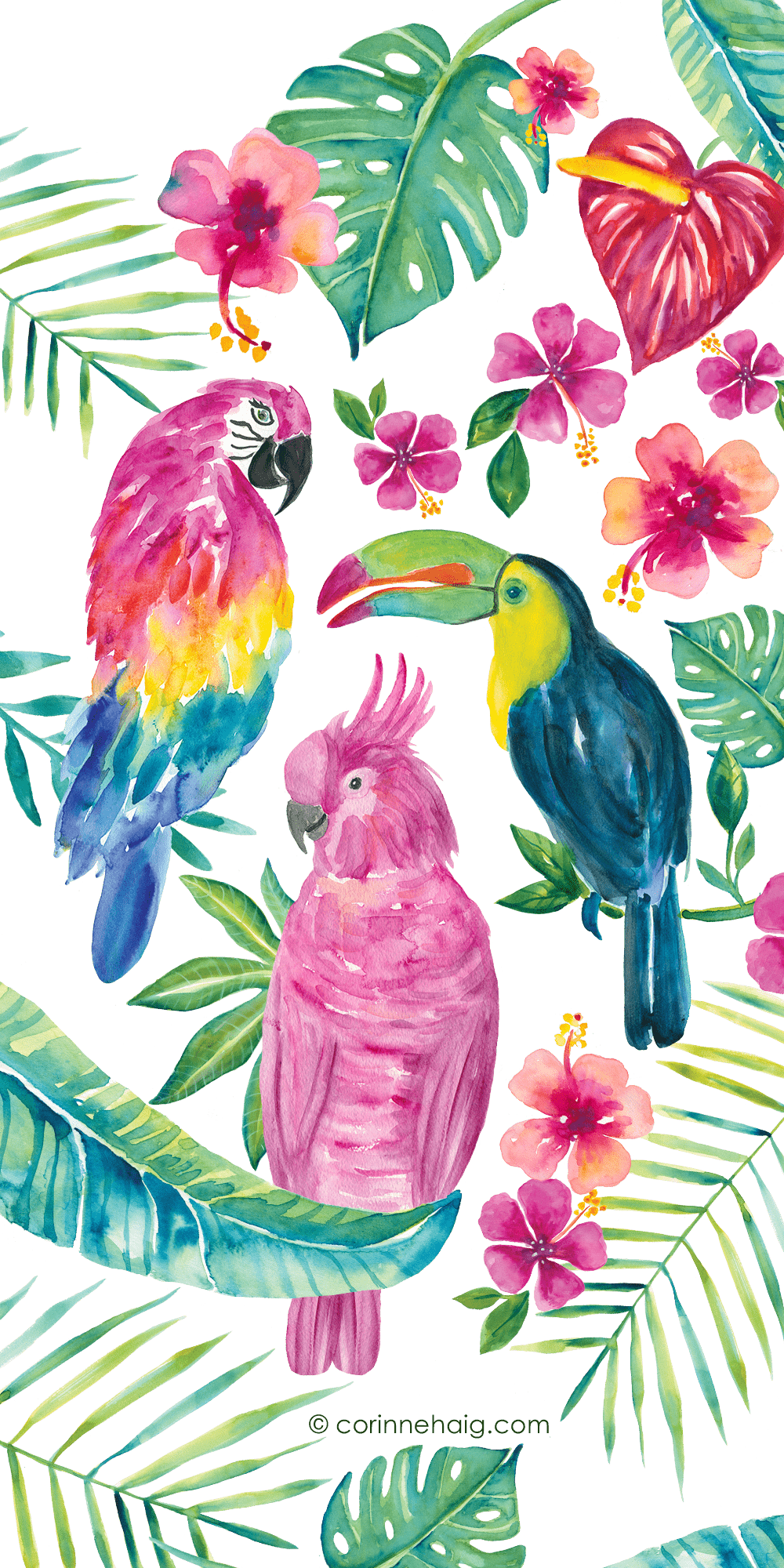 1000x2000 Tropical #Birds. #Casetify #Art #Design #Drawing #Color #Flowers #Animals #popartdesign. Pop art design, Future wallpaper, Tropical birds