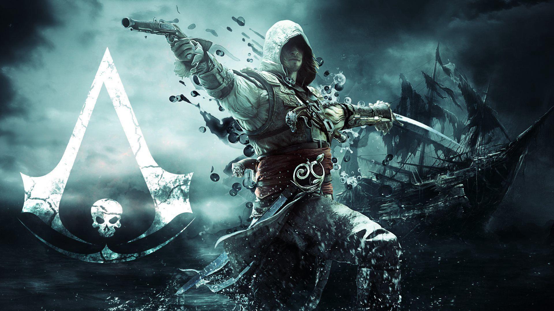 1920x1080 Download wallpaper 1920x1080 assassin, pirate, edward kenuey, gun