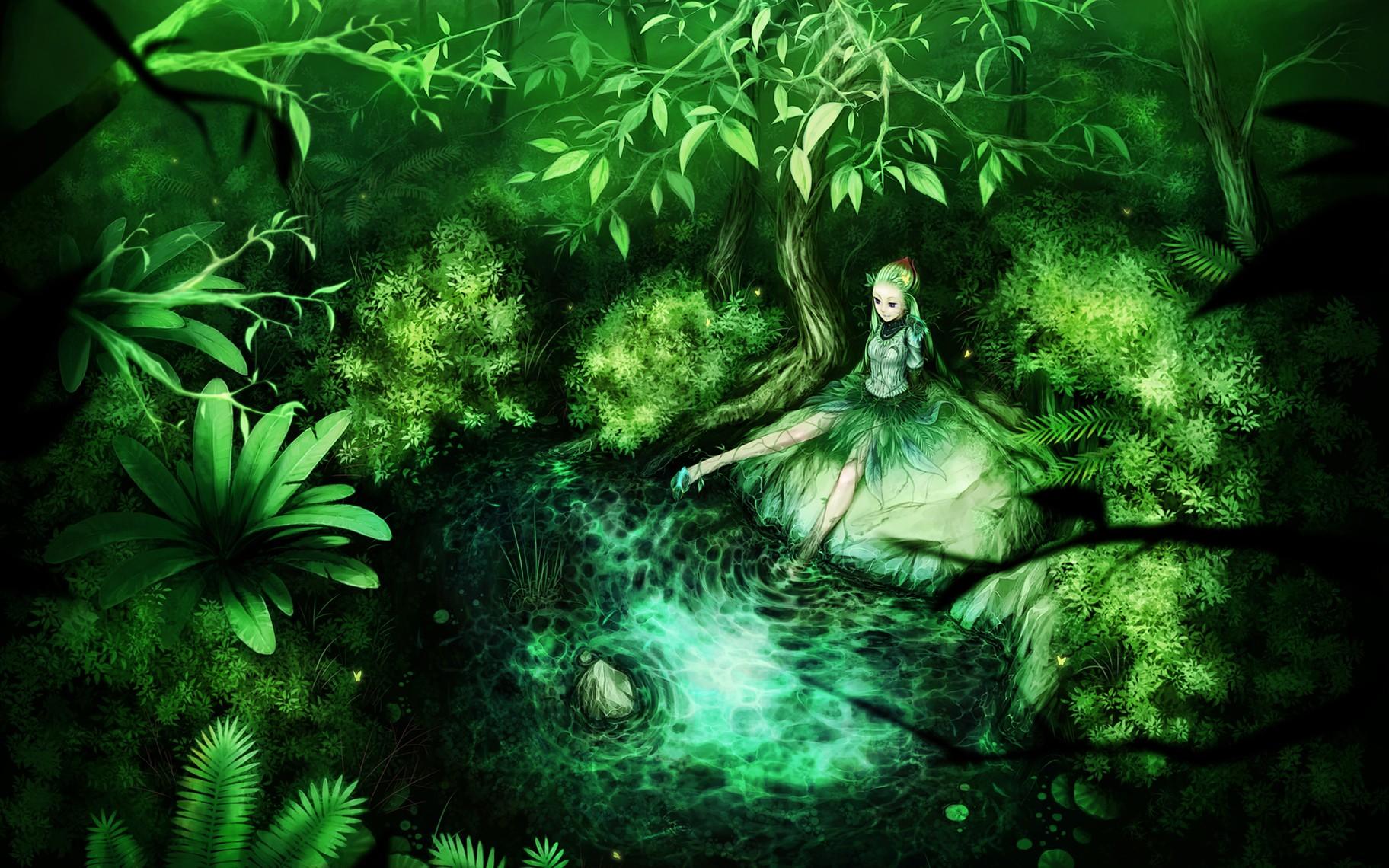 1824x1140 Anime Green Wallpaper
