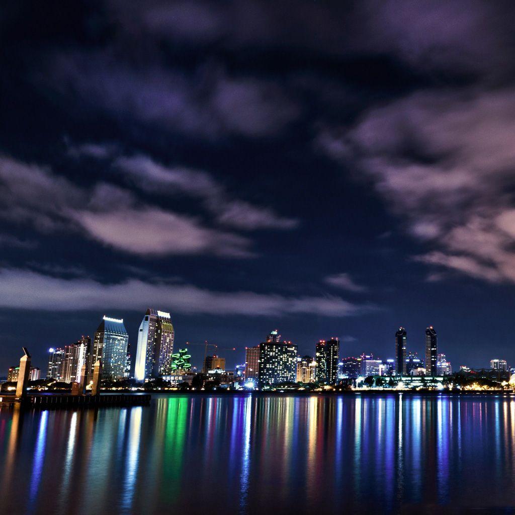 1024x1024 London skyline at night iPad Wallpaper Download. iPhone Wallpaper