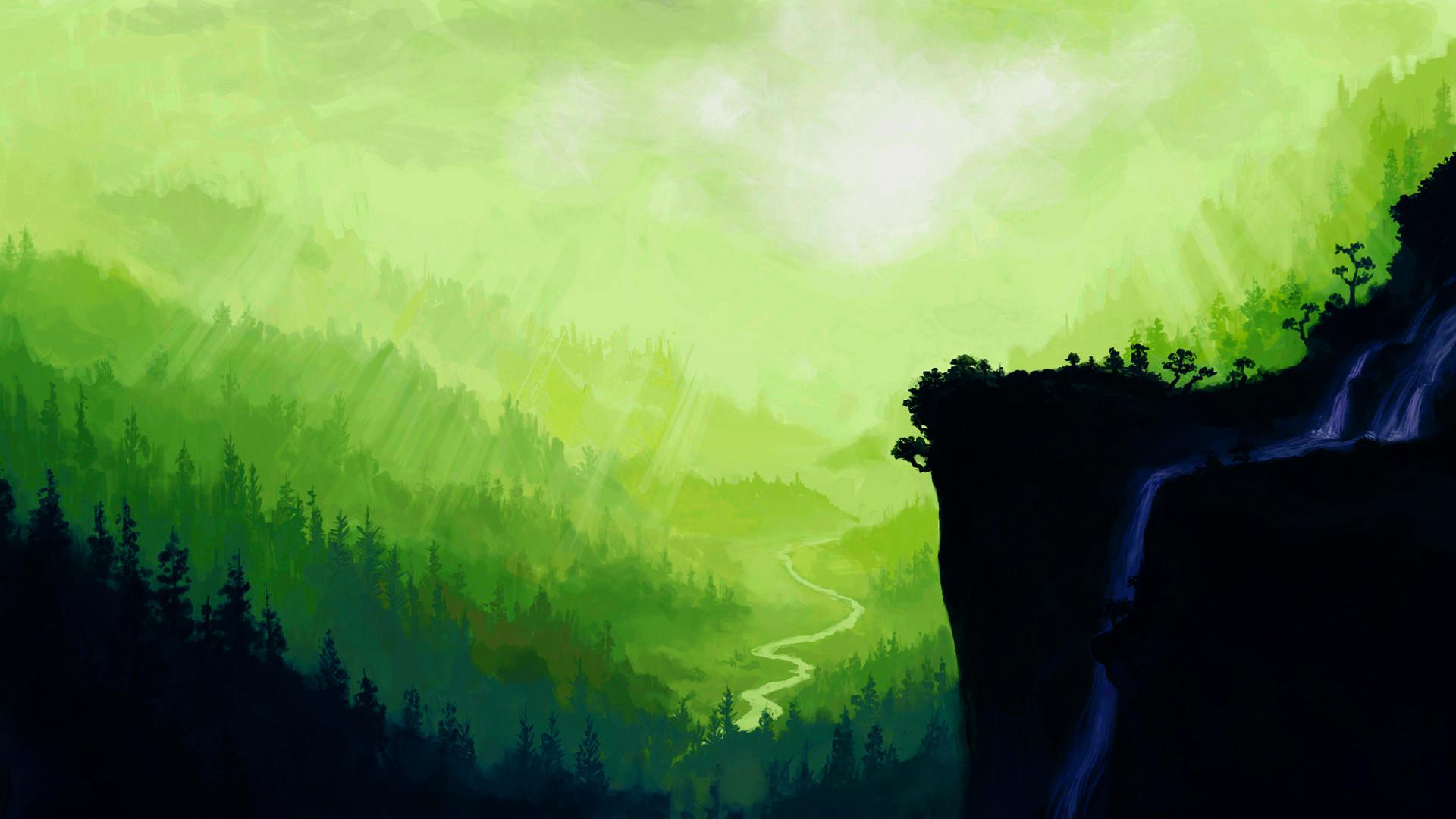 1920x1080 Green Anime Wallpaper