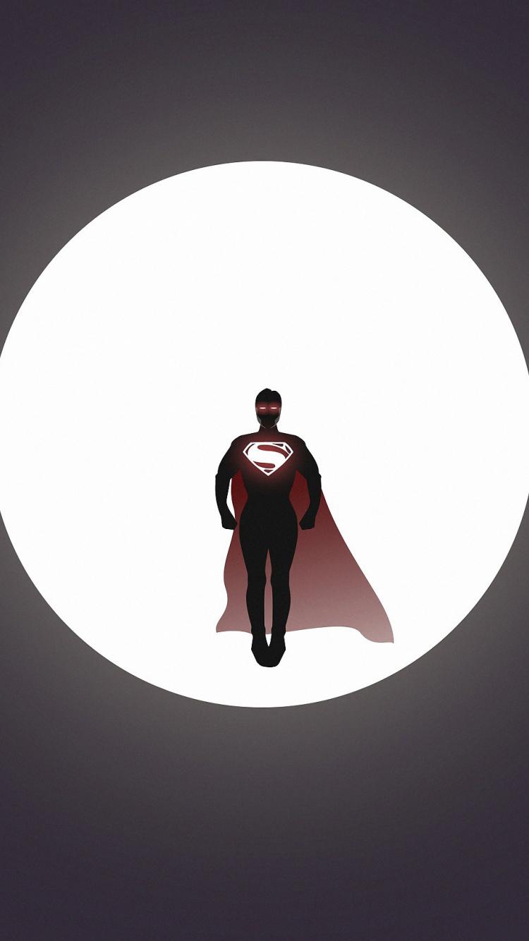 750x1334 Download Superman, moon, DC knight, silhouette, minimal wallpaper, 750x iphone iPhone 8