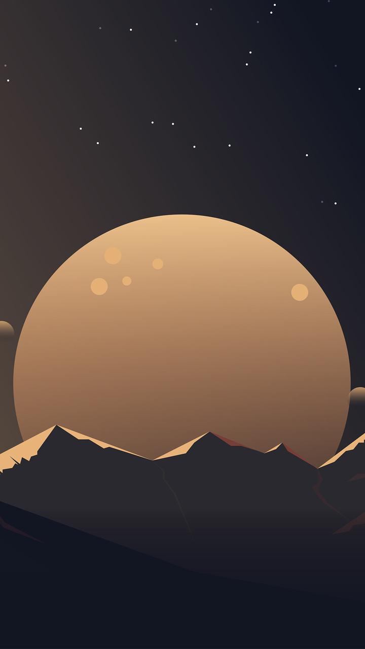 720x1280 Minimalist Mountains Night 4k Moto G, X Xperia Z Z3 Compact, Galaxy S Note II, Nexus HD 4k Wallpaper, Image, Background, Photo and Picture