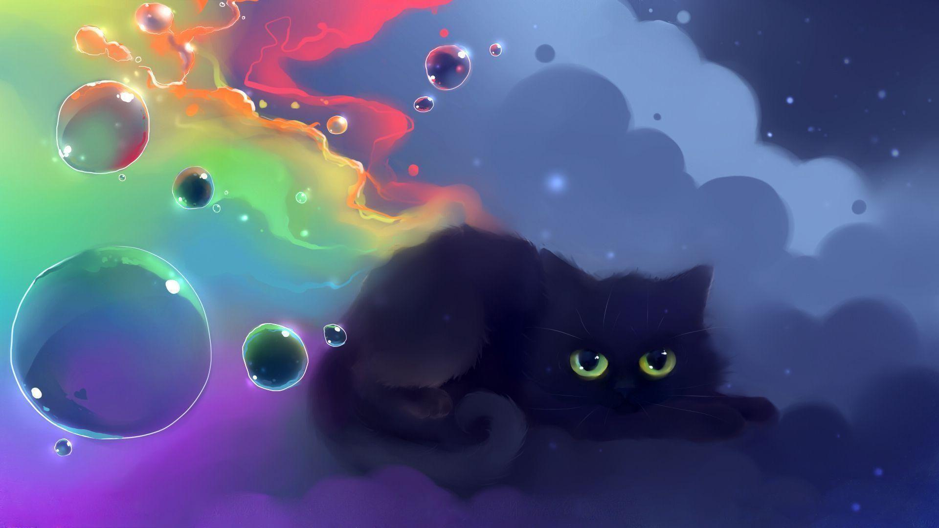 1920x1080 Cat Wallpaper For Halloween 2020 (High Quality Resolution). Cute anime cat, Cat wallpaper, Anime cat