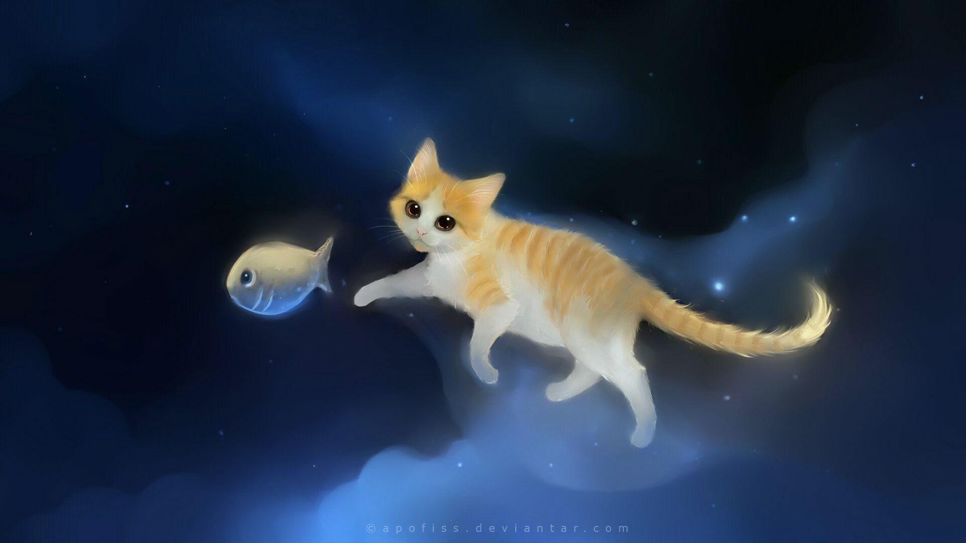 1920x1080 25++ Cute Anime Cat Wallpaper