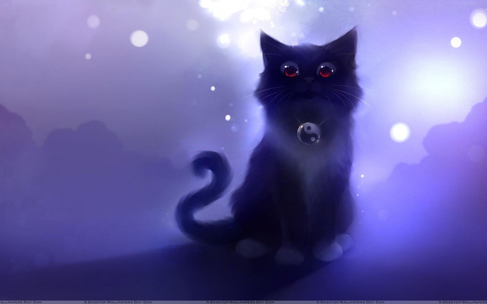1680x1050 Free download Cartoon Black Cat Sitting Wallpaper [1920x1080] for your Desktop, Mobile & Tablet. Explore Cute Anime Cat Wallpaper. Cute Wallpaper Hd, Cats Wallpaper for Desktop, Anime Cat Girl Wallpaper
