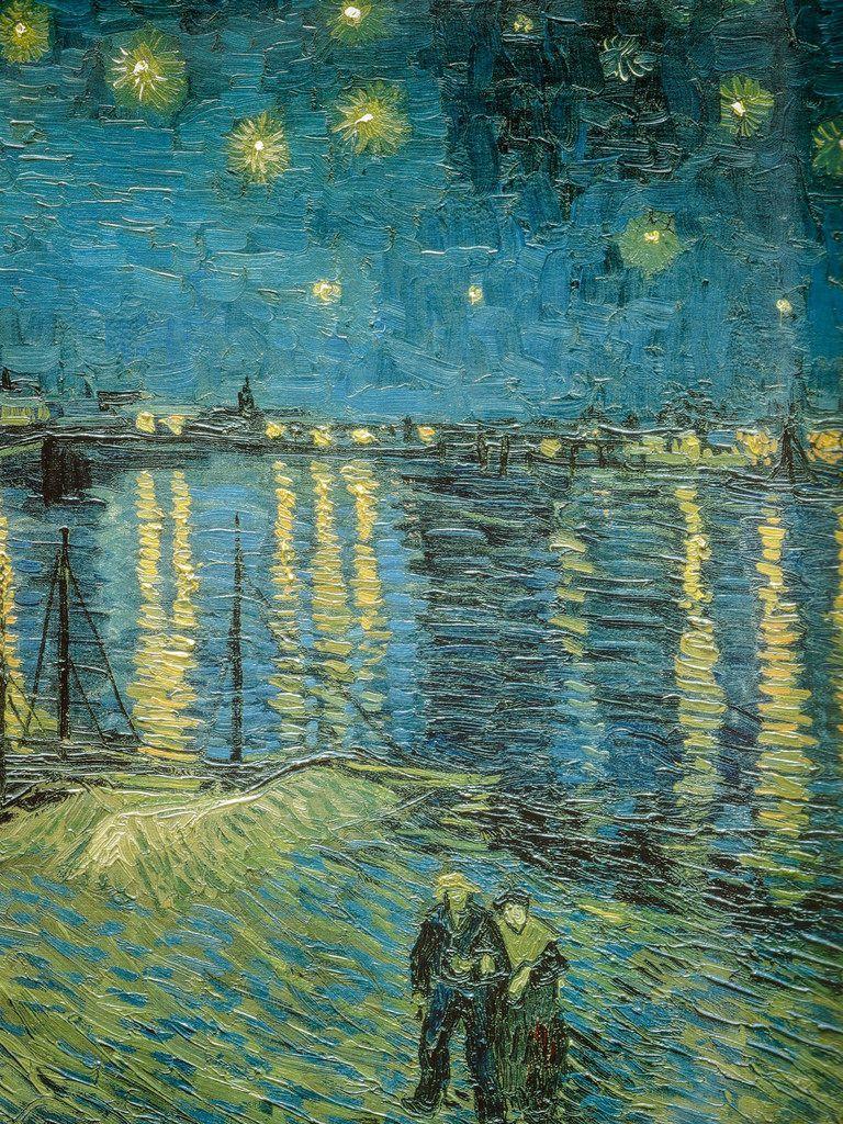768x1024 Vincent van Gogh Night over the Rhone, 1888 Detailed
