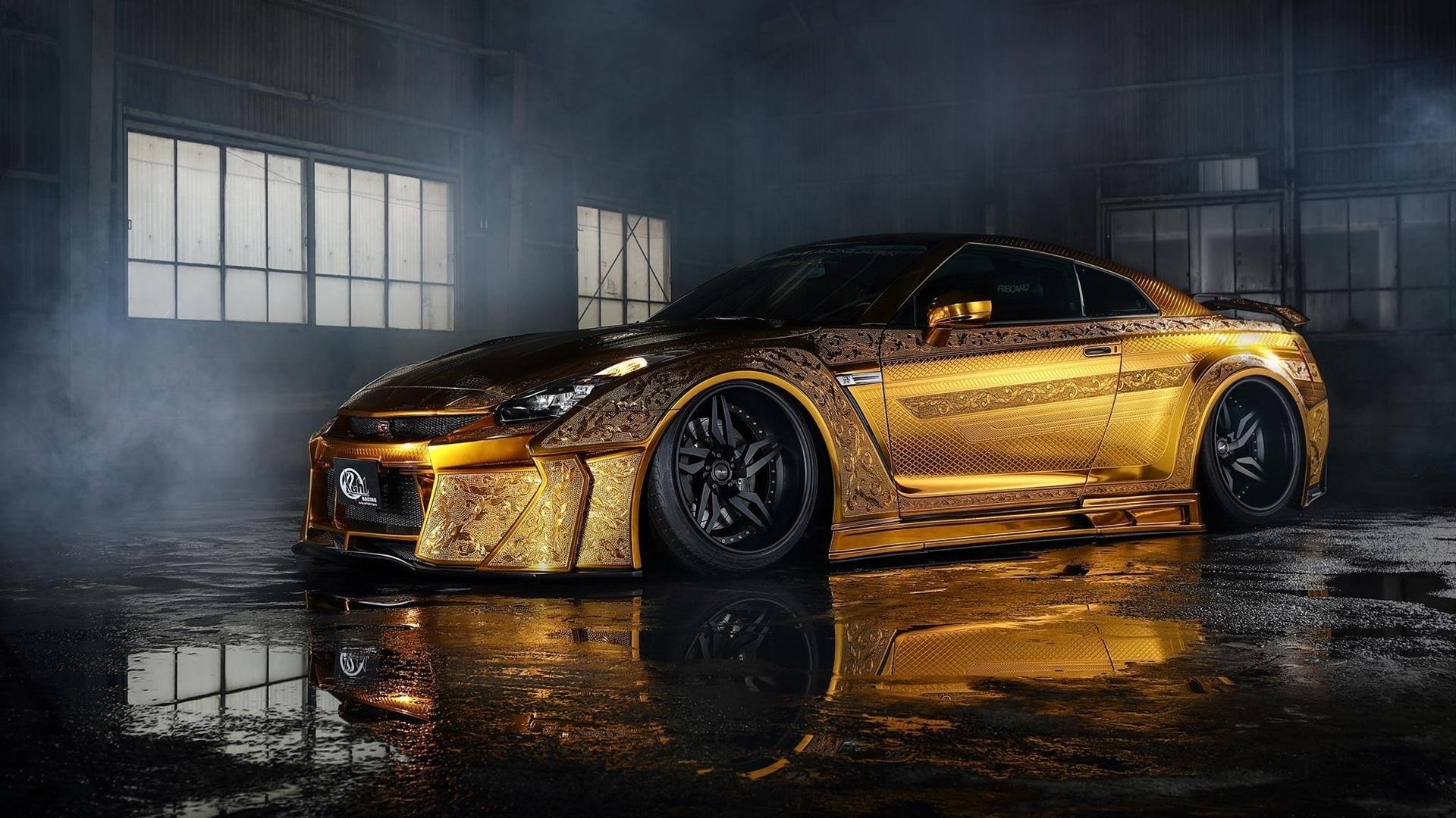 1920x1080 windows, gold engraved nissan gtr, desktop, wallpaper. Mocah HD Wallpaper