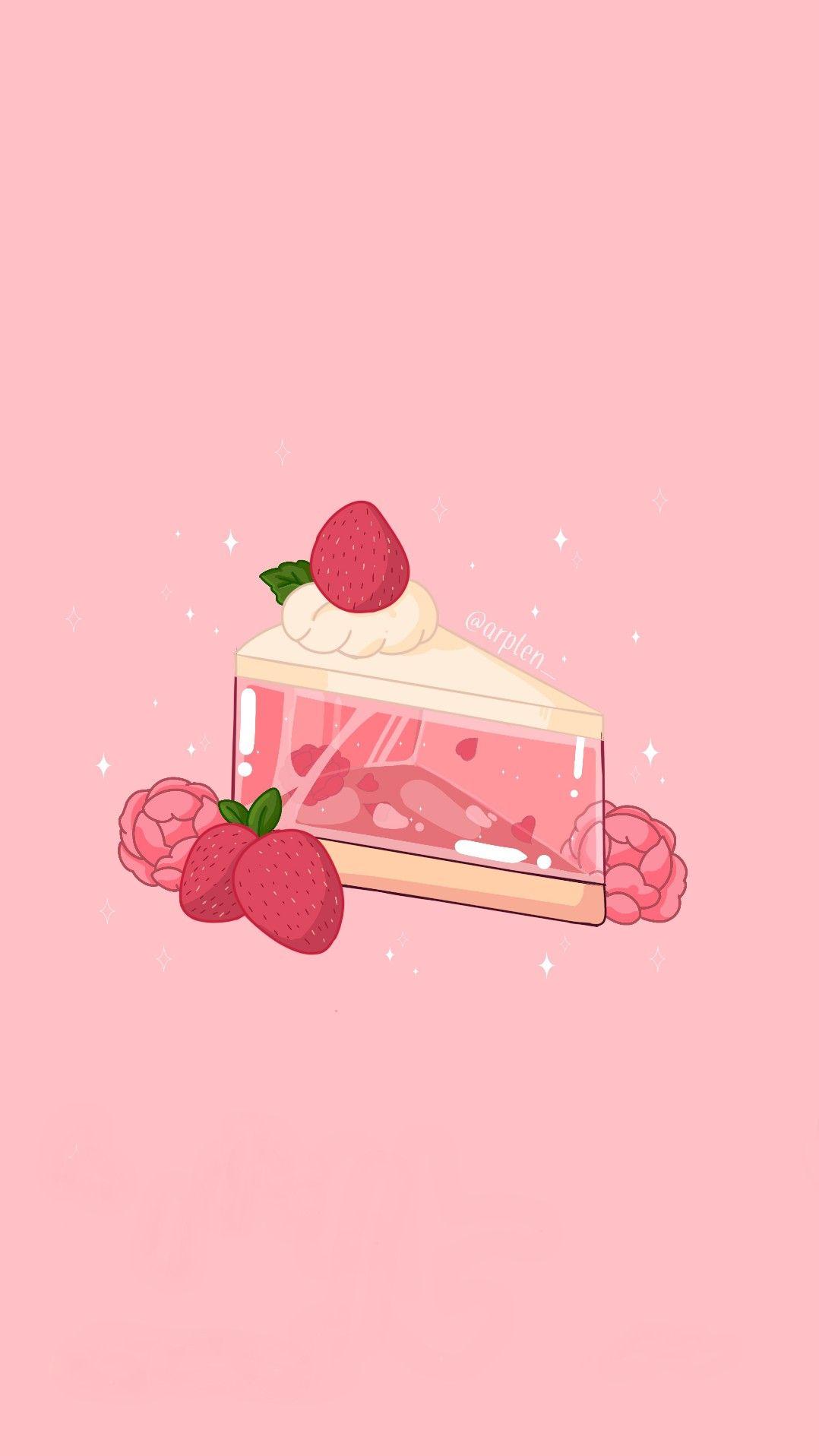 1078x1916 Strawberry cake. Anime wallpaper iphone, Wallpaper iphone cute, Aesthetic iphone wallpaper