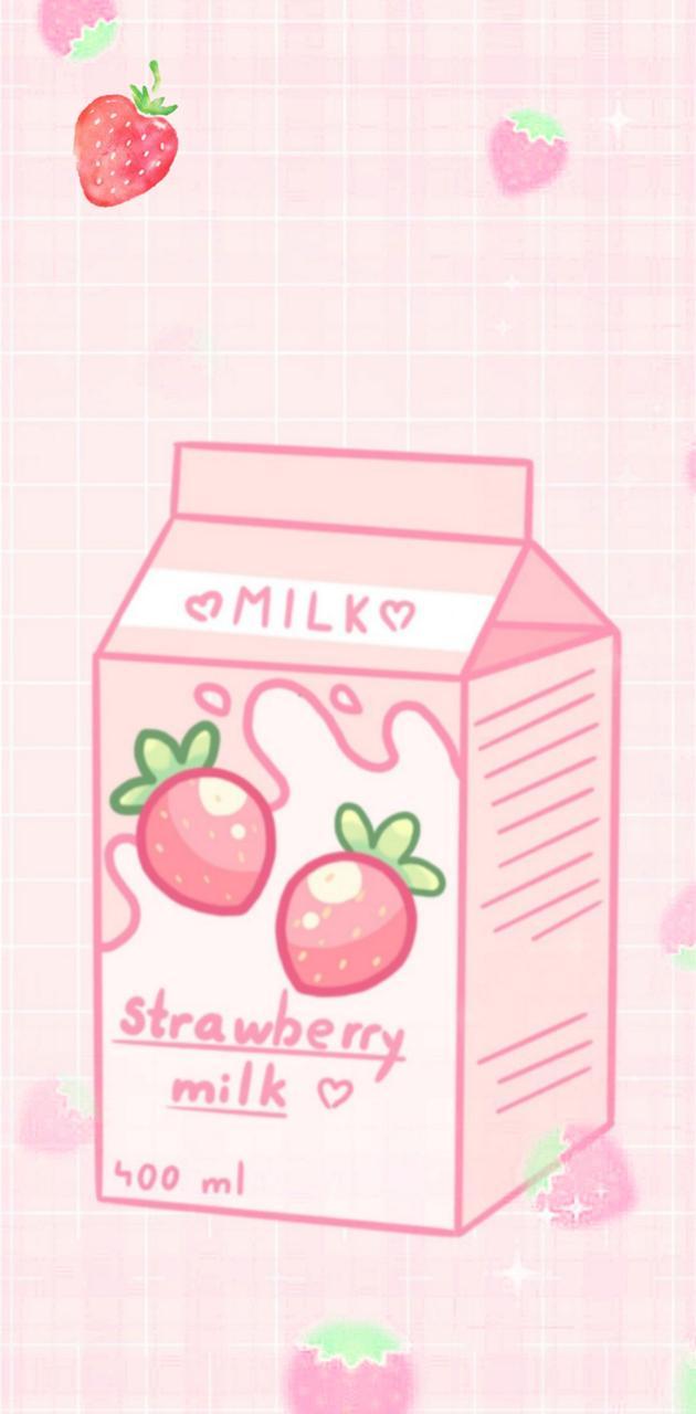 630x1280 Cute strawberry milk wallpaper
