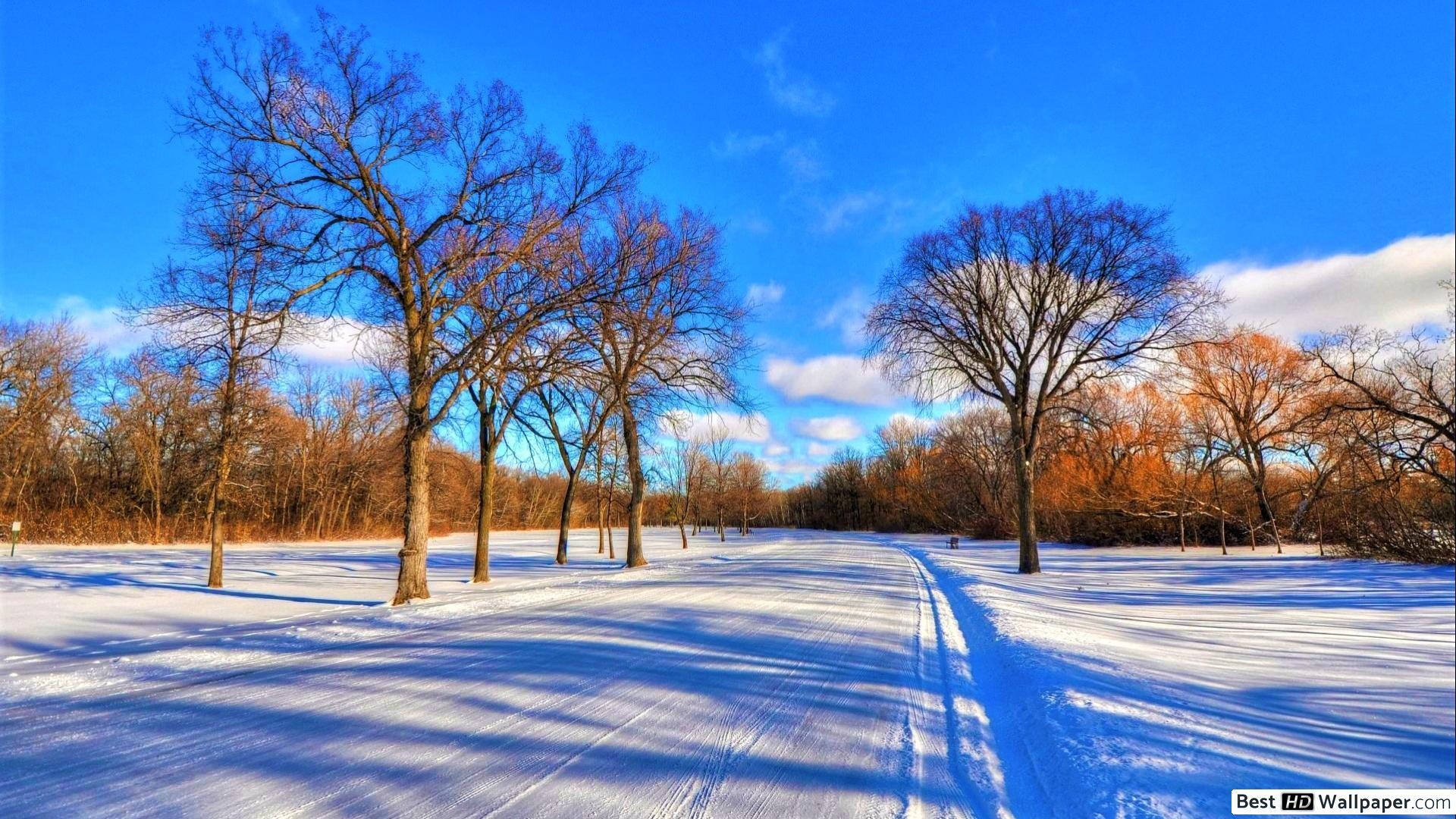 1920x1080 Winter snowy street HD wallpaper download