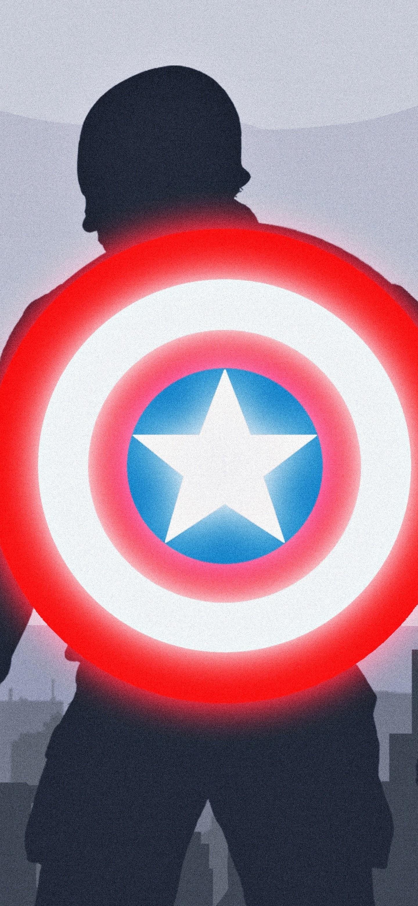 1440x3120 Captain America, Shield, Minimalist, 4k, America Wallpaper HD