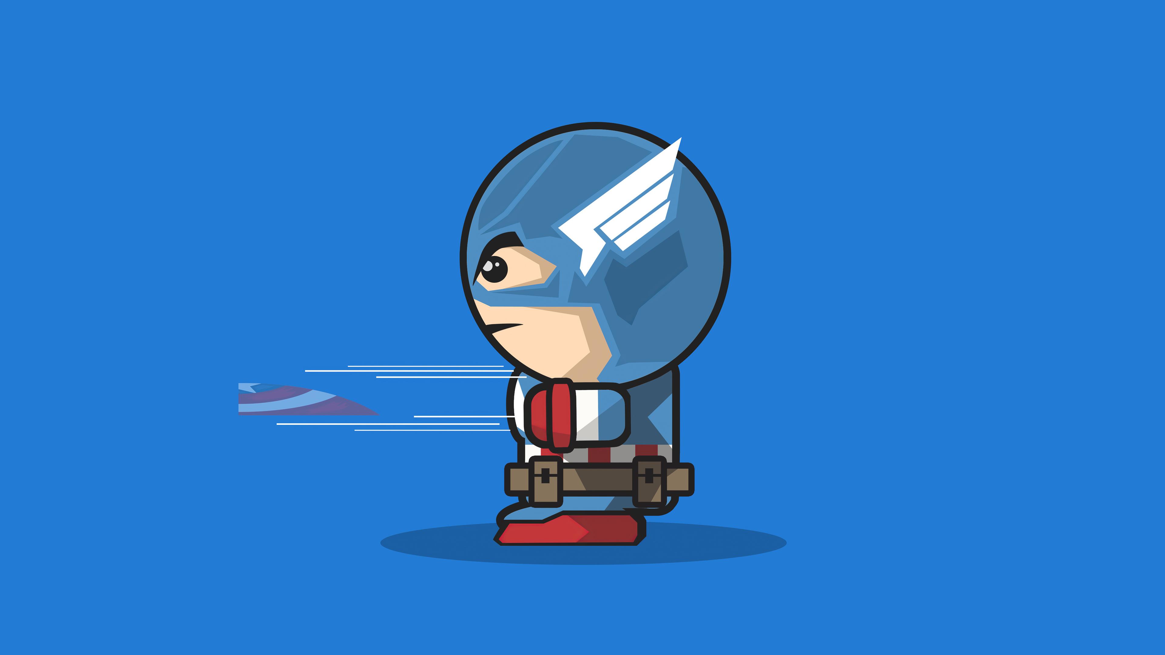 3840x2160 Wallpaper 4k Captain America Cartoon Minimal Artwork Wallpaper