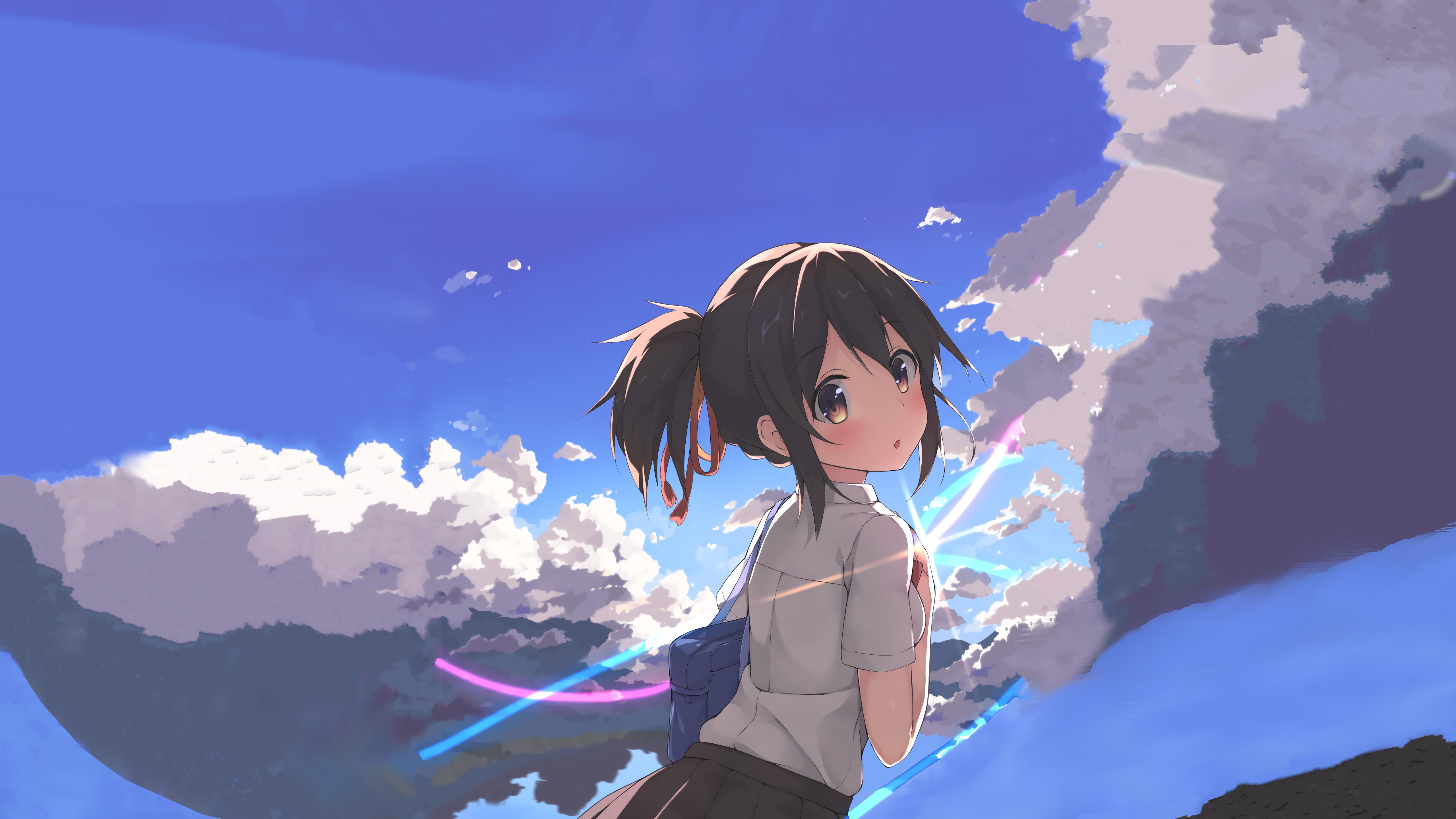 5120x2880 Cloud Kimi No Na Wa. Mitsuha Miyamizu 4K 5K HD Your Name Wallpaper