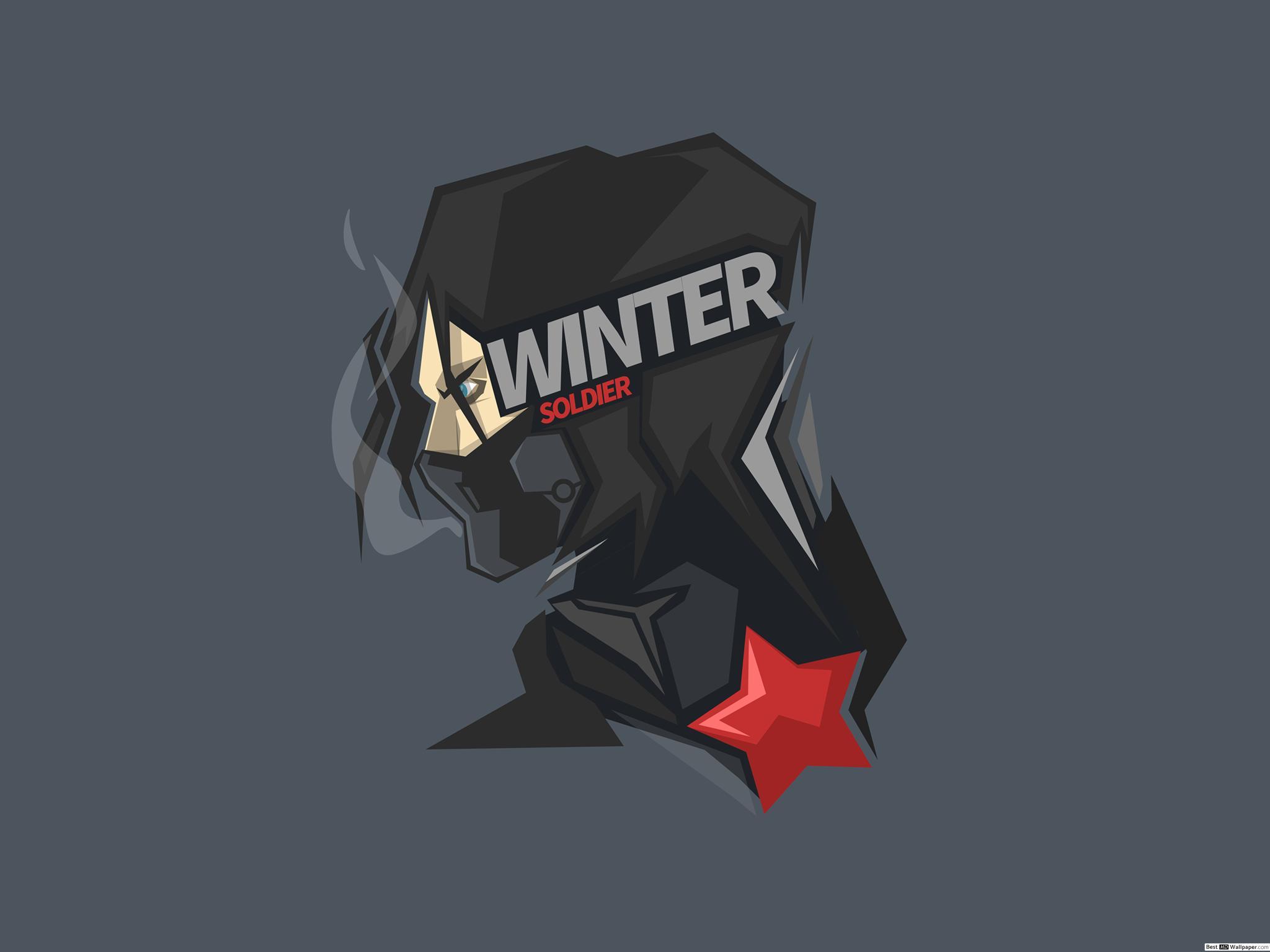 2048x1536 Marvel's Winter Soldier in gray wallpaper minimalist HD wallpaper download