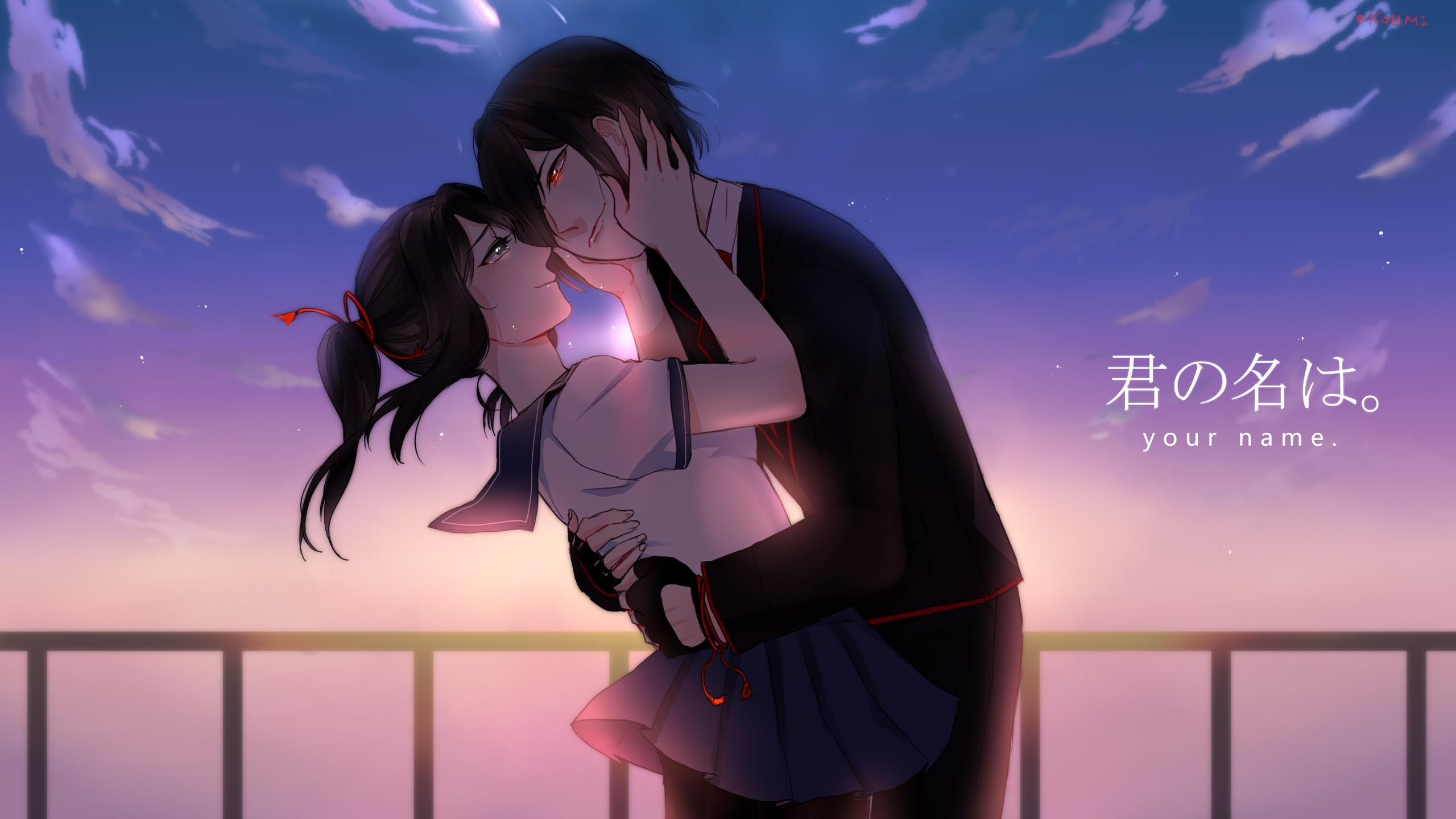 2560x1440 Green Eyes Mitsuha Miyamizu Red Eyes Taki Tachibana HD Your Name Wallpaper