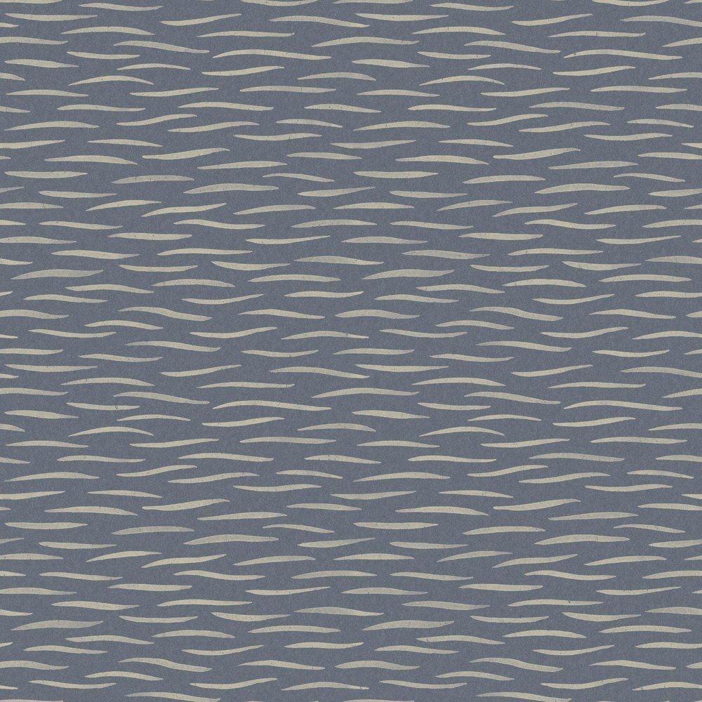 1000x1000 Hygge Cute Simple Wavy Lines On Navy Blue Wallpaper. Non Woven
