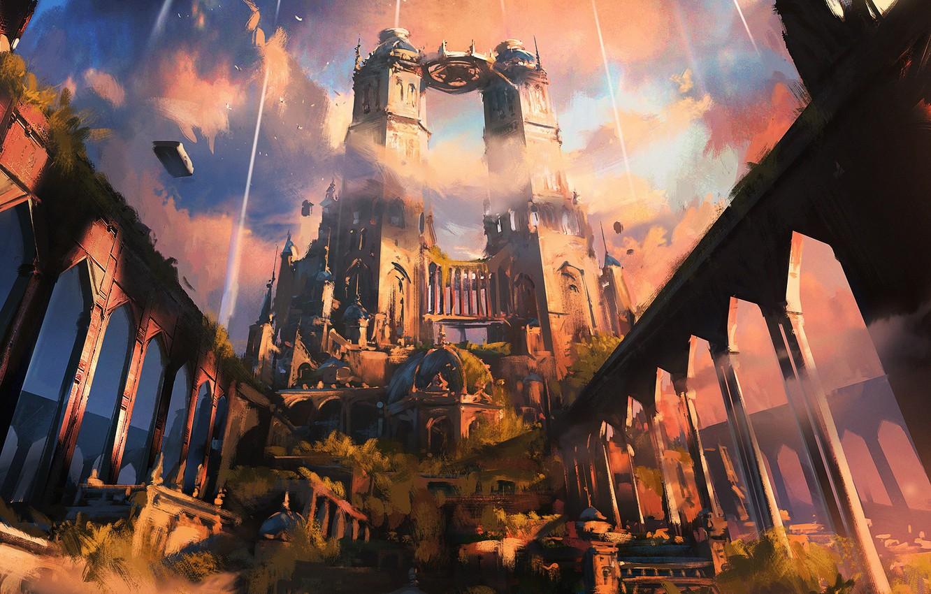 1332x850 Wallpaper castle, tower, architecture, spiregardens, Magic Gathering image for desktop, section фантастика